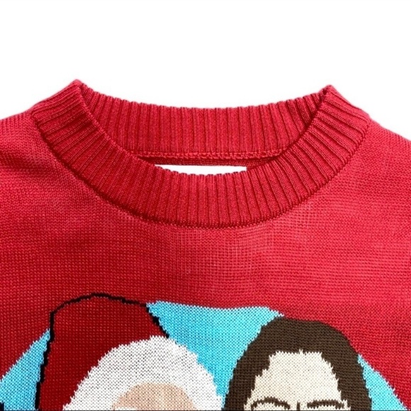 TIPSY Elves Santa with Jesus Egg Nog Christmas Ugly Sweater in Red - Picture 4 of 8